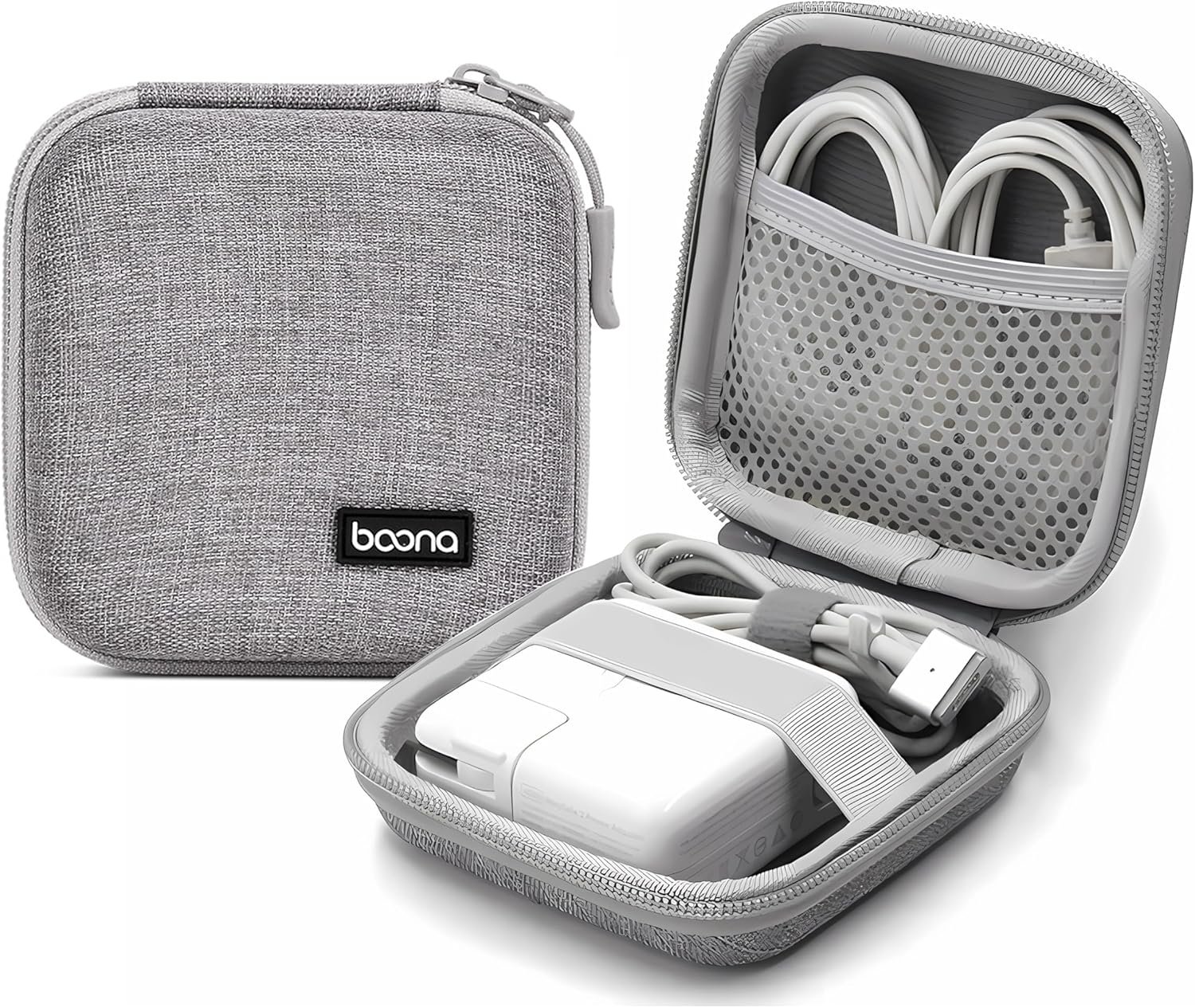 Custom Logo Small 4.4"x4.4" Travel Storage Case Private Label Charger Organizer Pouch for MacBook Power Adapter Laptop Cables Cords USB Drives Earphones Supplier