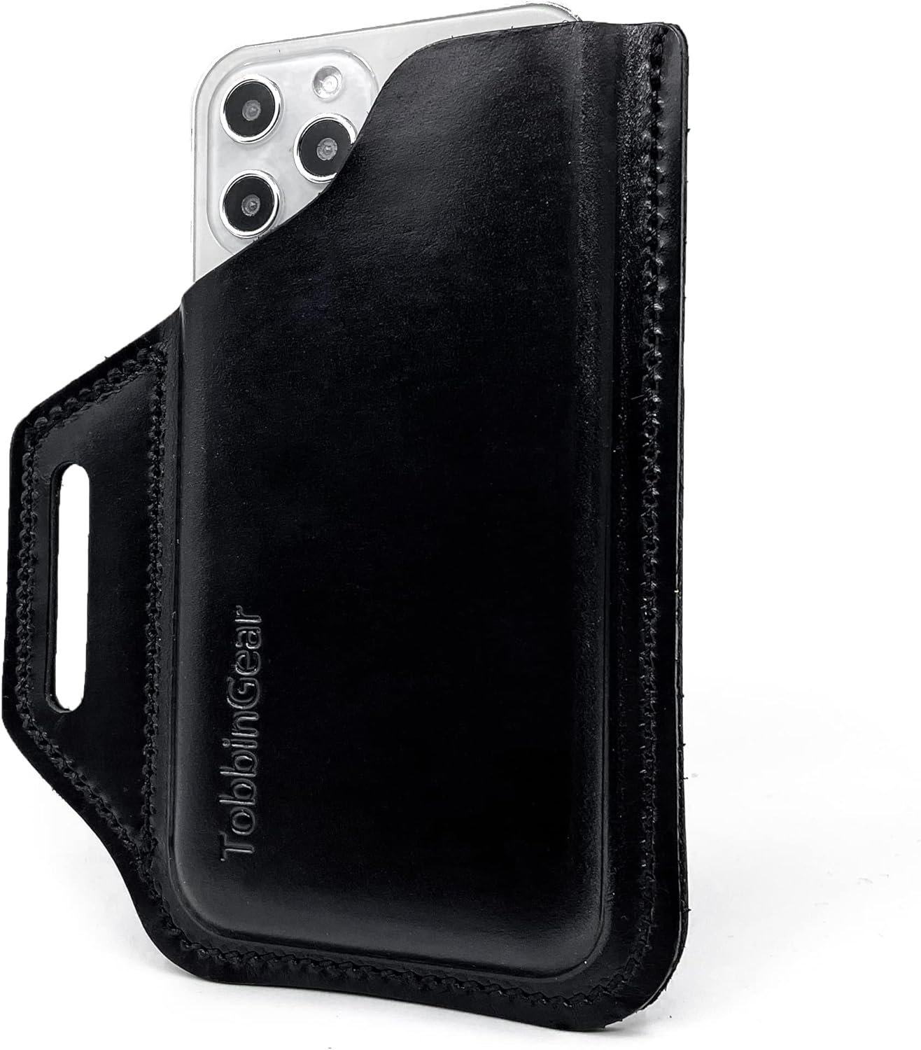 Private Label Leather Belt Phone Pouch Cell Phone Holster Custom Logo Universal Phone Case with Belt Loops for Men and Women Large Black Manufacturer