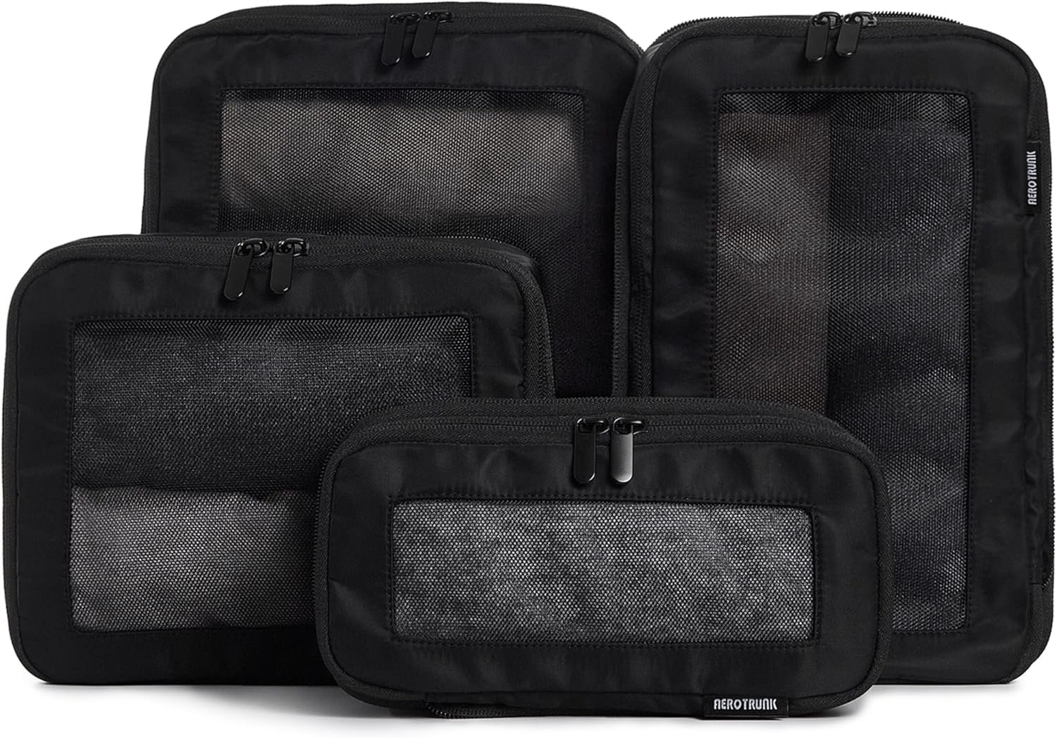 Custom Logo Compression Packing Cubes for Travel - Private Label Double Zipper Luggage Organizer Bags Manufacturer (4-Pack, Black)