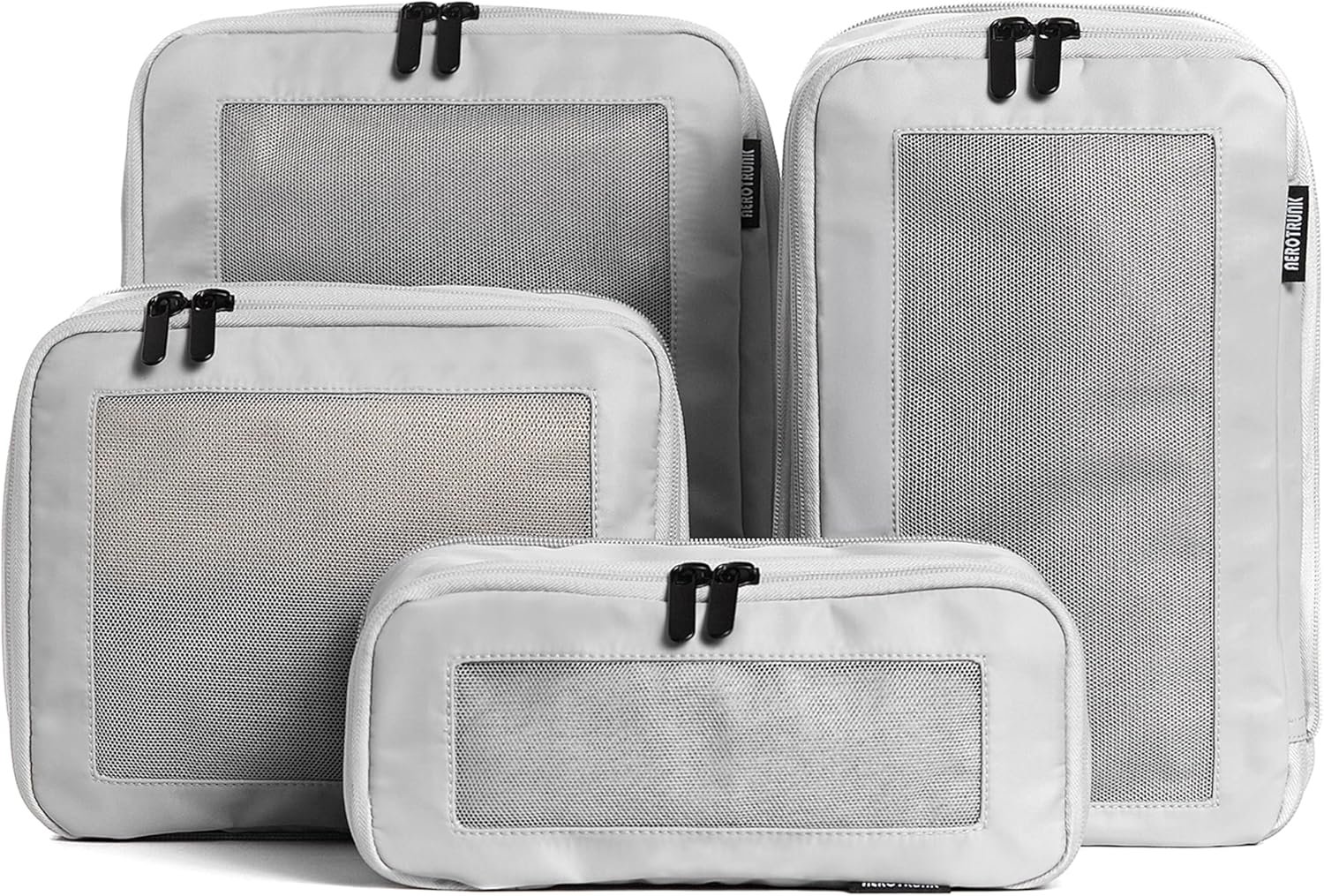 Factory Compression Packing Cubes for Travel - Custom Logo Luggage Organizer Bags - Private Label Double Zipper Suitcase Packing Cubes 4-Pack Light Grey