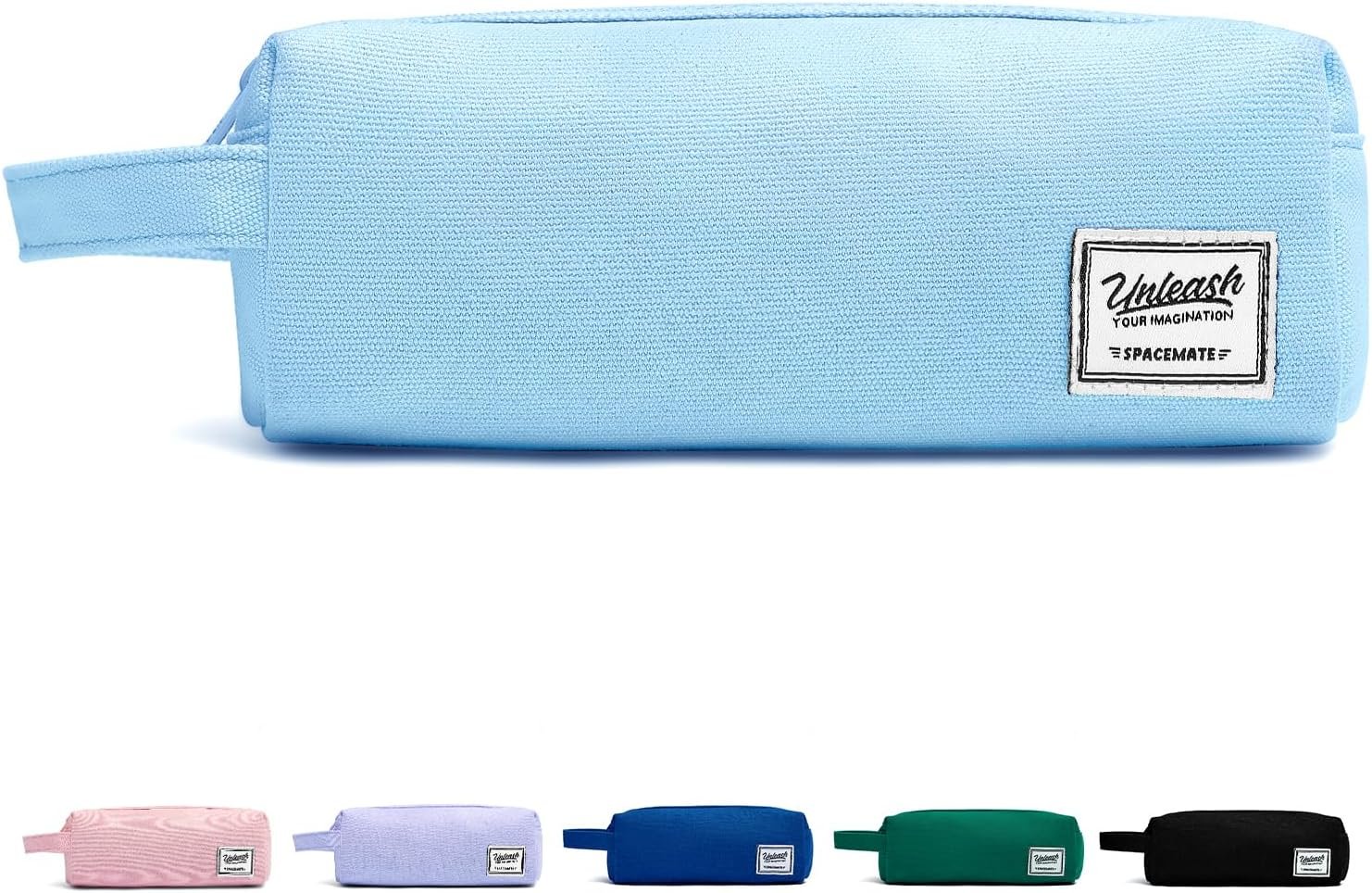 Private Label Large Capacity 1200ml Pencil Case Pouch Bag School Supplies for Girls Boys Kids Aesthetic Canvas Pen Organizer Sky Blue Simple Preppy Style Manufacturer Custom Logo