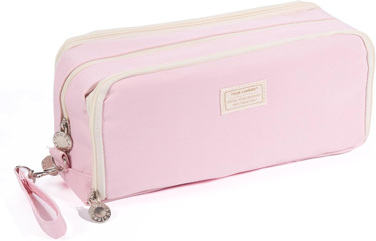 Private Label Large 3 Compartment Pink Pencil Case with Removable Handle and Zipper Custom Logo Big Stationery Organizer Pencil Pouch for Markers Office College Manufacturer