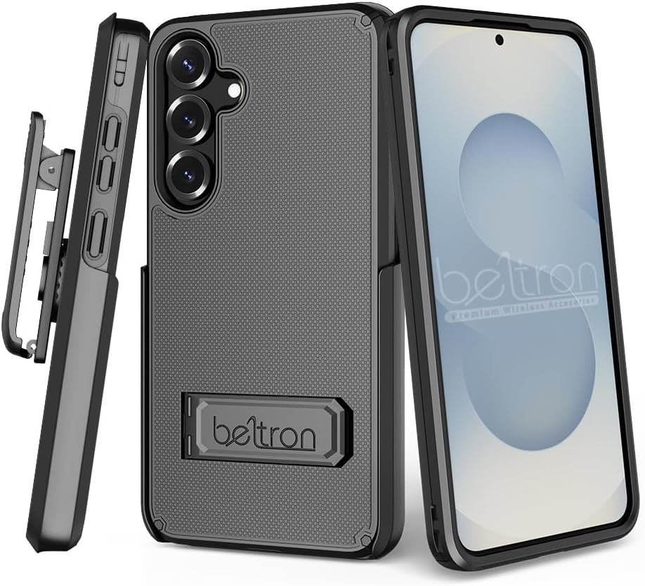 Private Label Case with Belt Clip for Samsung Galaxy S24 Plus/Galaxy S25 Plus Custom Logo Slim Protective Dual-Layer Full Body Grip & Swivel Belt Holster Kickstand Card Holder Manufacturer