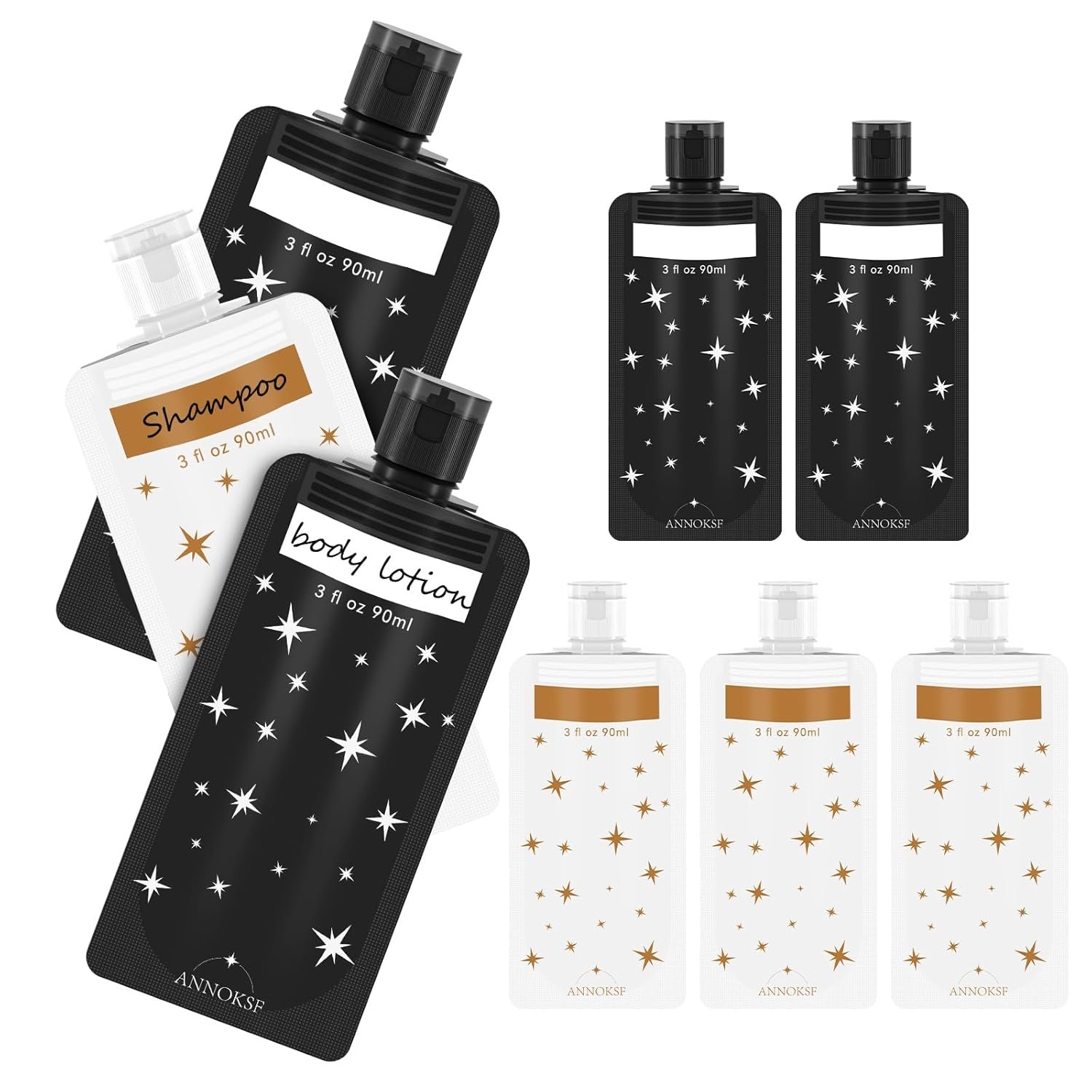 Custom Logo 8 Pack Travel Pouches for Toiletries Refillable Squeeze 3oz Leak Proof Private Label Shampoo and Conditioner Manufacturer