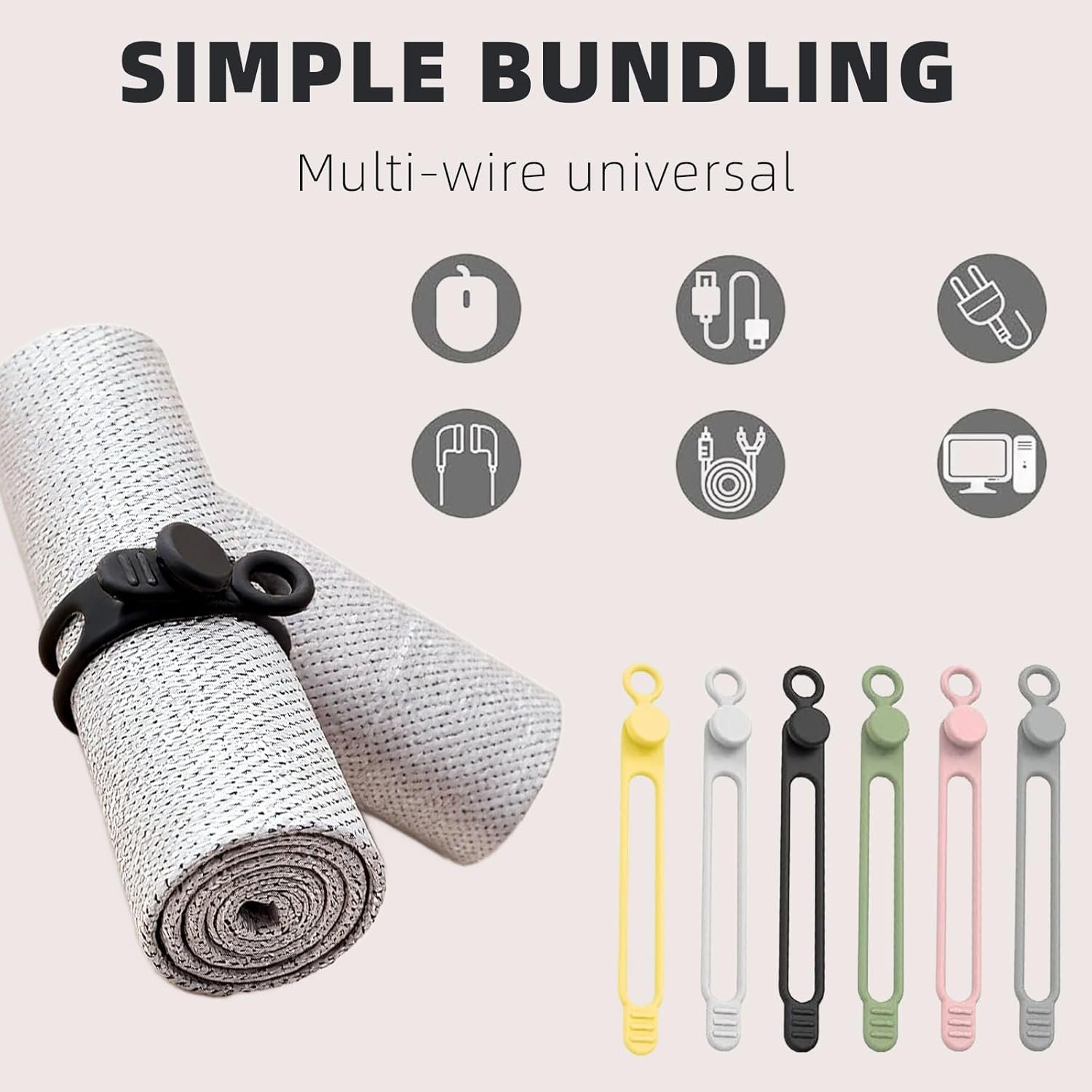 Private Label Data Cable Organizer, Reusable Elastic Silicone Cable Straps with Custom Logo, Cable Ties Wire Organizer for Bundling Earphones Phone Charger (18 Pcs) from Manufacturer