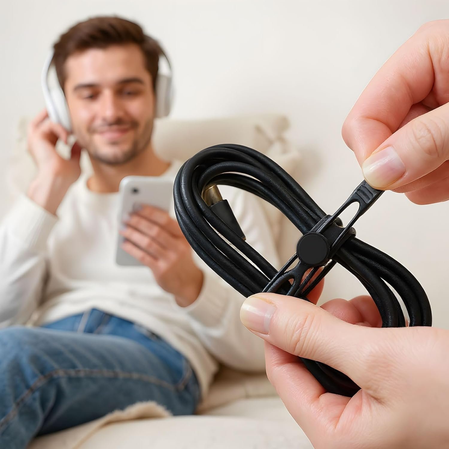 Private Label Data Cable Organizer, Reusable Elastic Silicone Cable Straps with Custom Logo, Cable Ties Wire Organizer for Bundling Earphones Phone Charger (18 Pcs) from Manufacturer