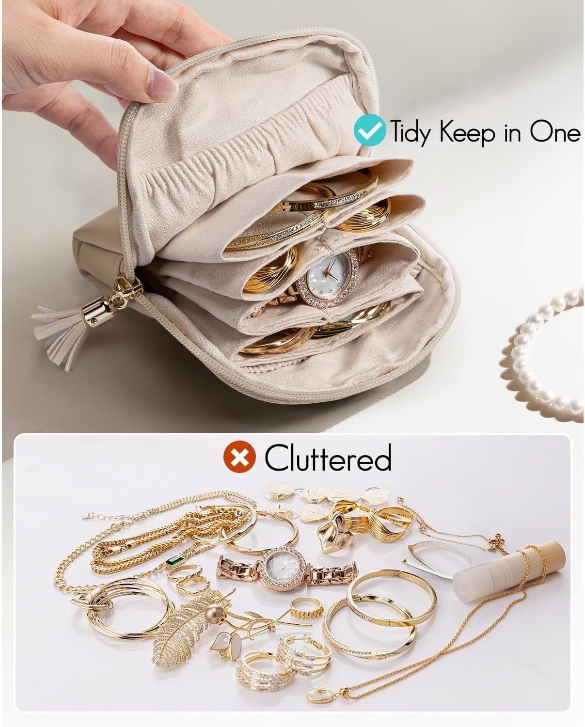 Custom Logo Small Travel Jewelry Organizer Private Label Velvet Pouch Storage Bag for Bracelets Rings Earrings Portable Travel Case Manufacturer (Brown)