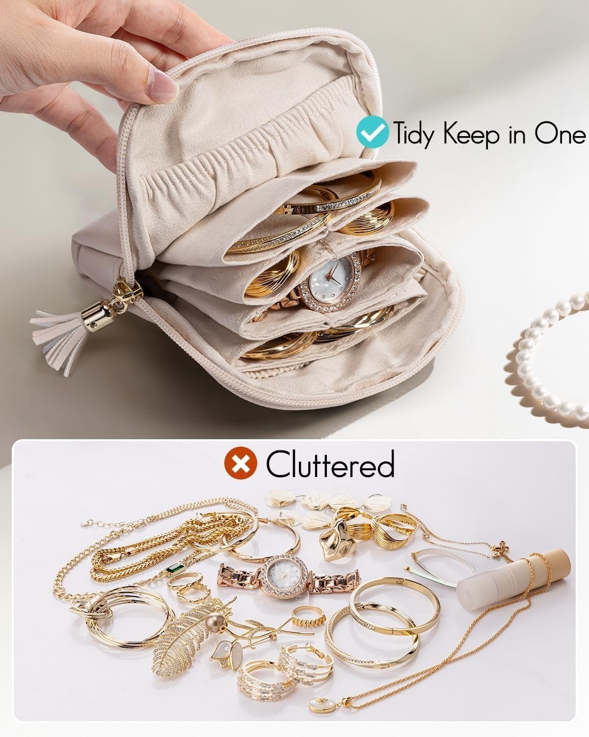 Custom Logo Small Travel Jewelry Organizer Private Label Velvet Pouch Storage Bag for Bracelets Rings Earrings Portable Travel Case Manufacturer (Brown)