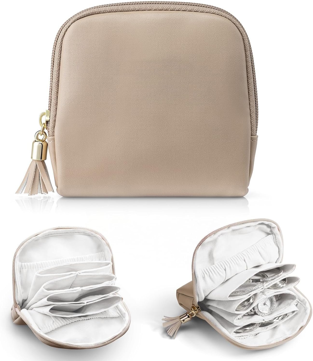 Custom Logo Small Travel Jewelry Organizer Private Label Velvet Pouch Storage Bag for Bracelets Rings Earrings Portable Travel Case Manufacturer (Brown)