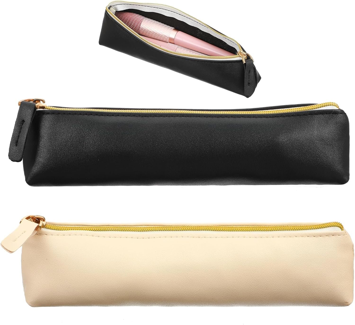 Private Label 2Pcs Mini PU Leather Makeup Bag for Purse Portable Cosmetic Organizer Coin Purse Lipstick Holder Small Travel Storage Pouch with Custom Logo Black Beige Supplier