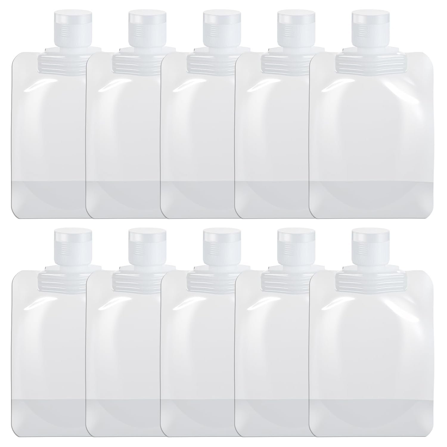 Private Label 10 Pcs 50ml Transparent Leak Proof Travel Liquid Pouches Reusable Squeeze Bags Manufacturer for Toiletries Cosmetics Lotion Shampoo Shower Gel with Custom Logo