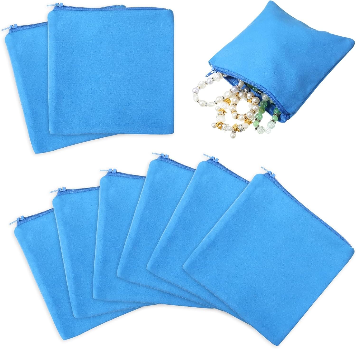 Private Label 8 Pcs Anti-Tarnish Zippered Silver Jewelry Storage Bags Custom Logo 5.9 x 5.9 Inch Pouches for Necklace Bracelet Earrings Manufacturer