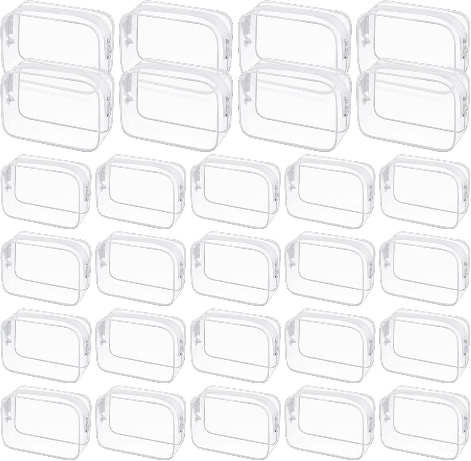 Custom Logo 28 Pack Clear Cosmetic Makeup Bags Bulk Private Label Waterproof Travel Toiletry Organizer Plastic Zipper Pouch Manufacturer 7.1"x4.7"x2.4"