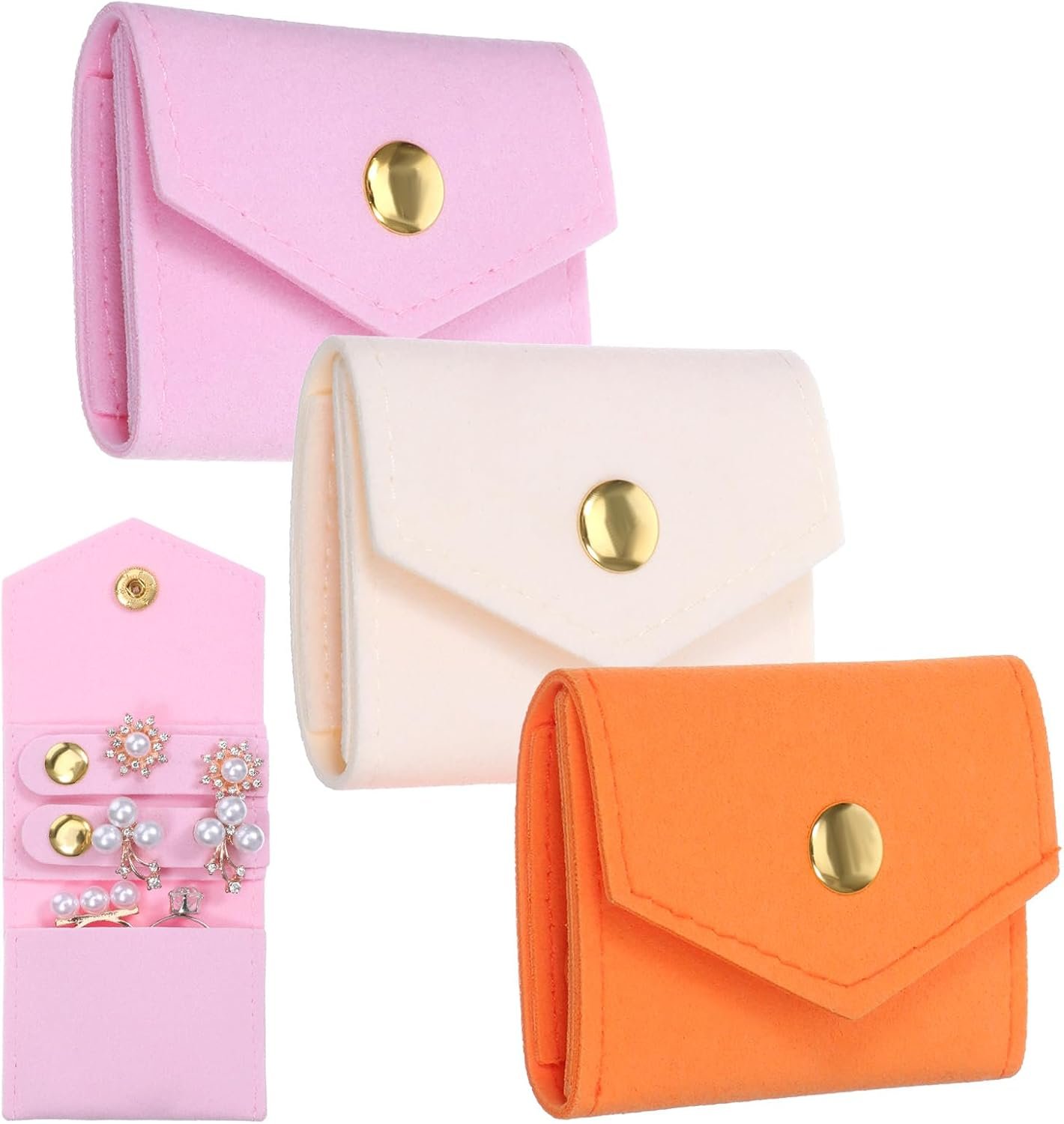 Private Label 3 PCS Mini Travel Jewelry Pouches with Custom Logo Buckle Portable Foldable for Rings Necklaces Earrings Bracelets Manufacturer