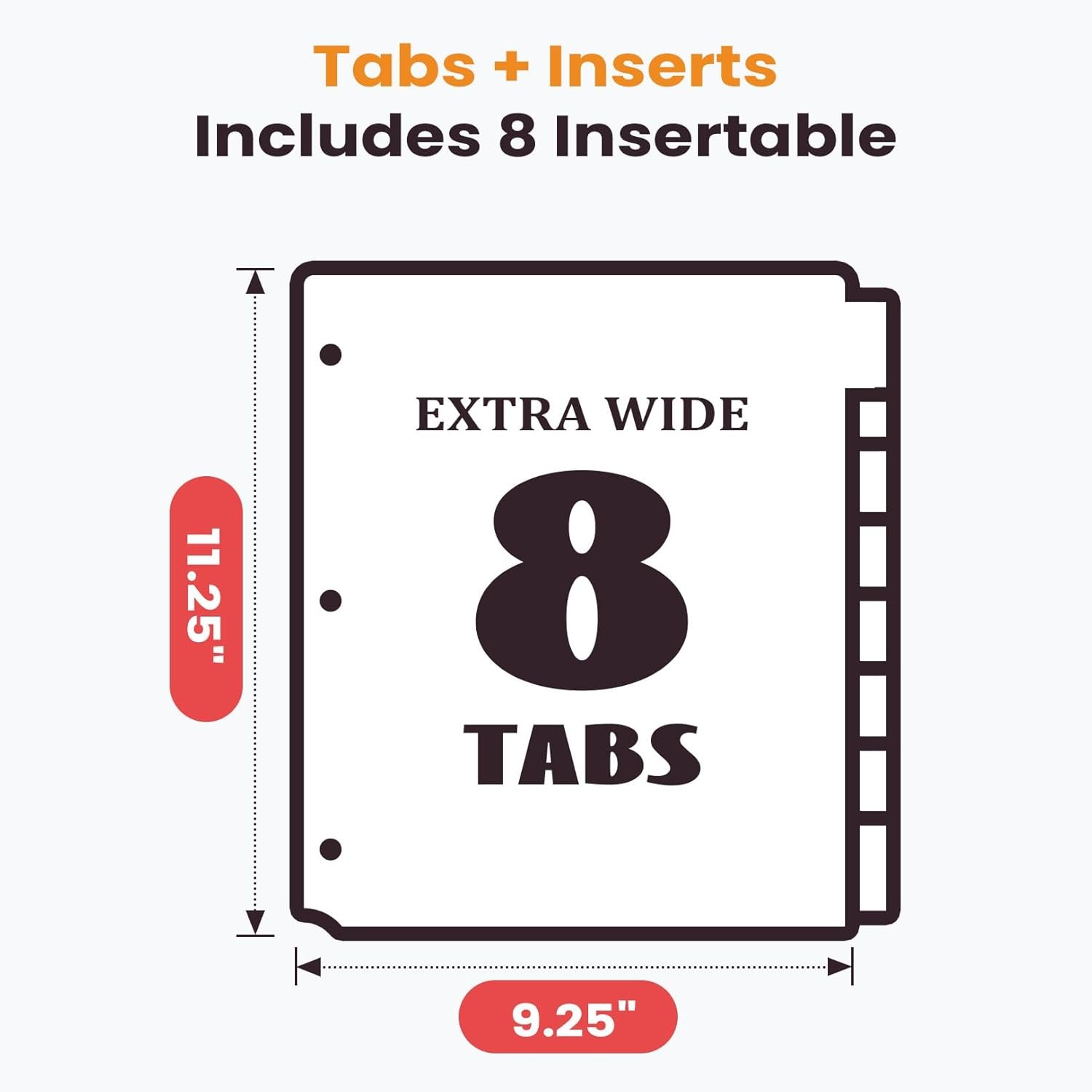 Private Label 48 Count 8-Tab Dividers with Pockets for 3 Ring Binders US Letter Size, Custom Logo Multicolor Insertable Big Tabs Binder Dividers Set of 6, Manufacturer