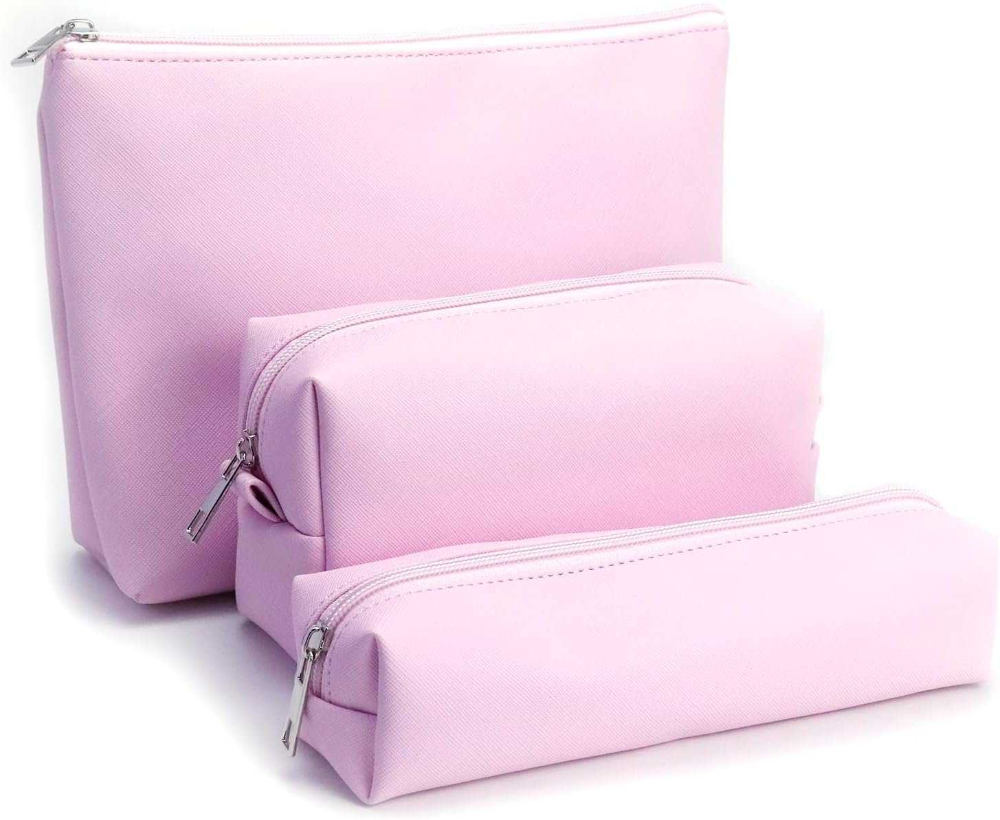 Private Label 3-Piece Large Travel Makeup Bags Set Custom Logo Toiletry Organizer Multi-Size Cosmetic Bags with Zipper Pink Manufacturer