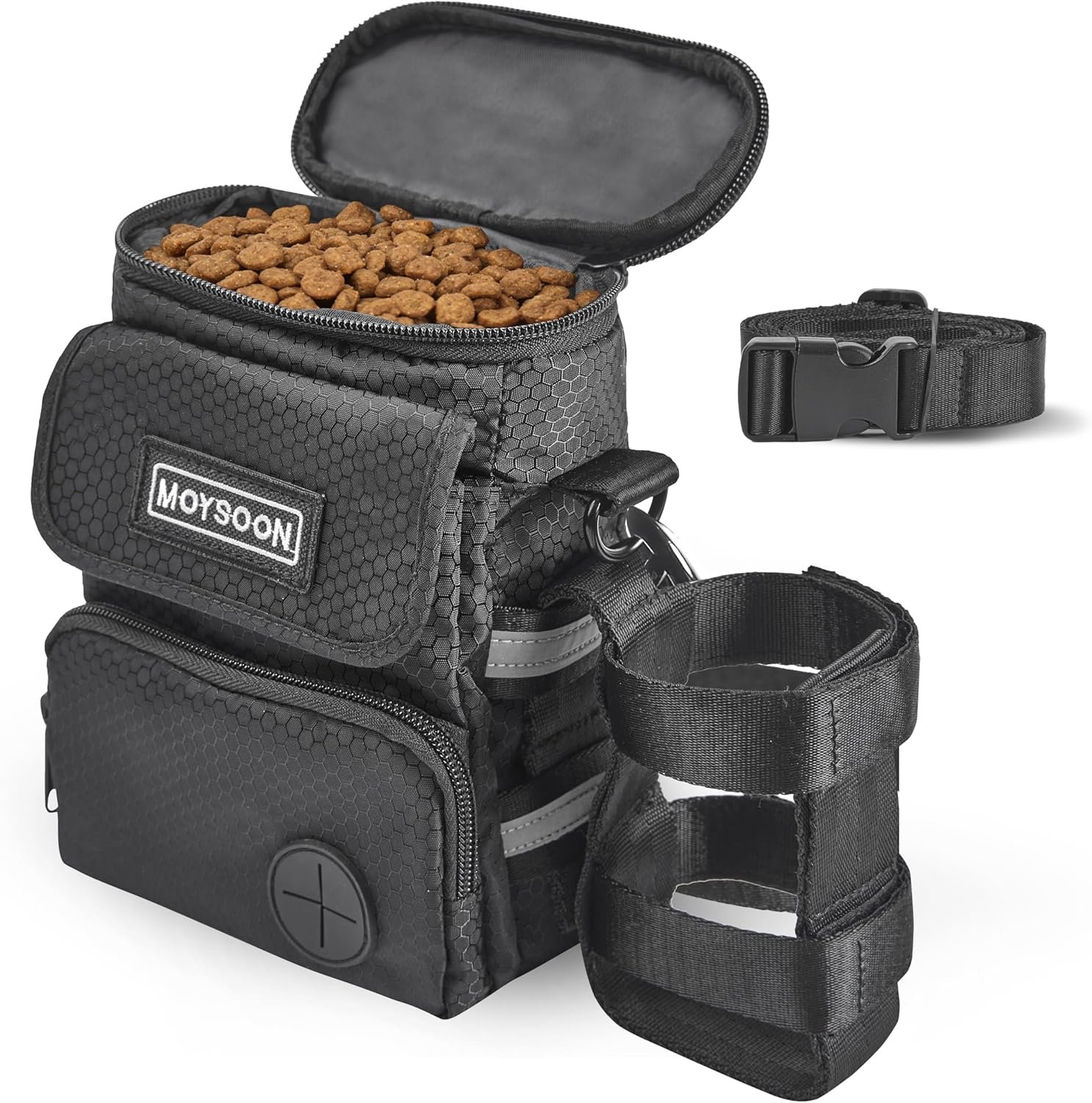 Custom Logo Dog Training Treat Pouch with Waist Belt & Shoulder Strap - Private Label Adjustable 3-Way Wear Waterproof Dog Walking Bag - Multi-Pocket Fanny Pack for Treats Poop Bags & Accessories Manufacturer