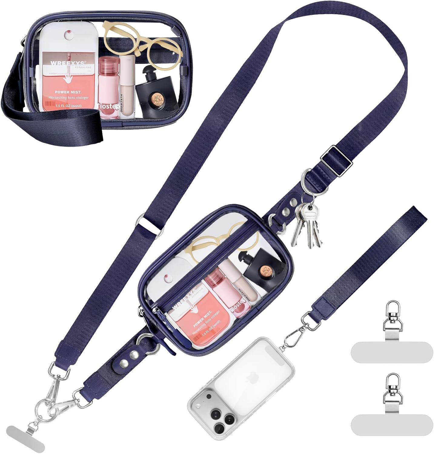 Private Label Crossbody Phone Lanyard Adjustable Detachable Strap with Wallet Clear Zipper Pouch Bag for Stadium Events Concerts Custom Logo Manufacturer