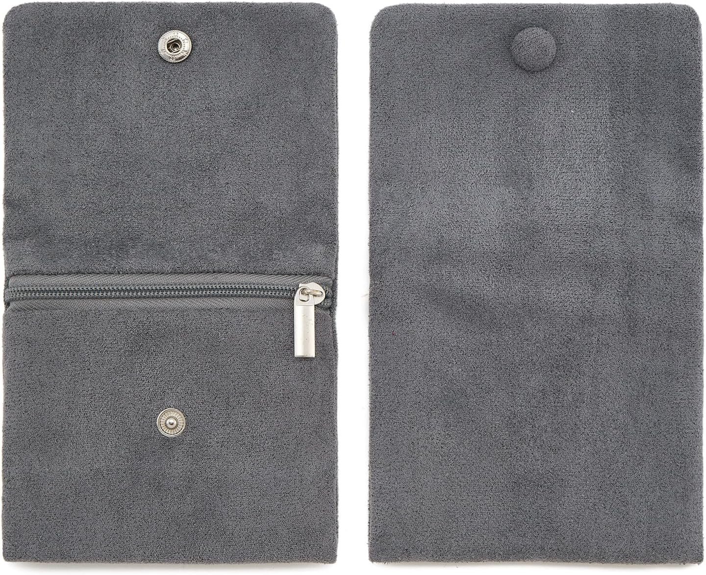 Private Label 2pcs Small Zipper Velvet Jewelry Pouches 4"x4" Light Grey with Custom Logo from Manufacturer