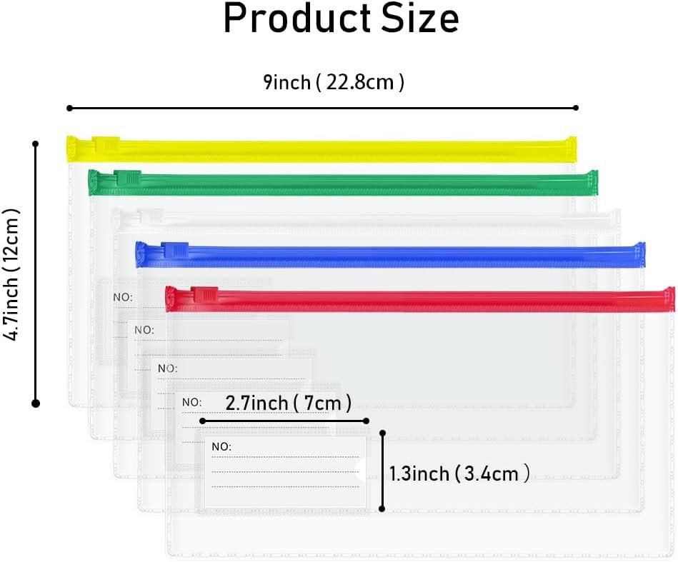 Custom Logo 30pcs Small Clear Plastic Zipper Pouches Poly Zip Organizer Storage Bags Private Label for Office Supplies Stationery Travel Cosmetics (9x4.7 Inch) Manufacturer