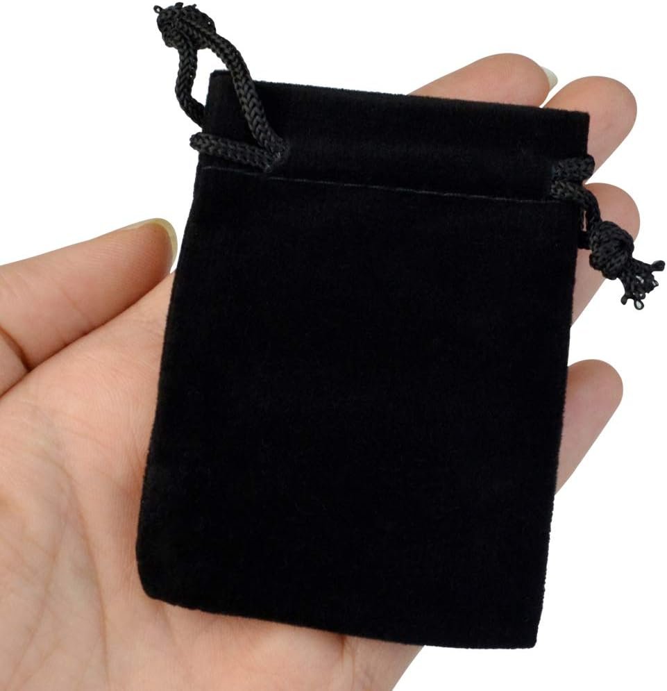 Private Label 100pcs 2 x 2.8 Inch Black Velvet Drawstring Jewelry Pouches Manufacturer for Wedding Favors Christmas Candy Gift Bags with Custom Logo