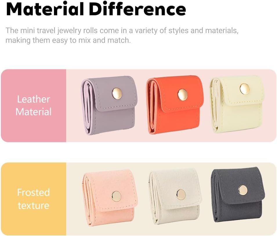 Private Label 6 Pack Mini Jewelry Travel Cases, Custom Logo Leather Foldable Organizer Pouches for Earrings Necklaces Rings, Portable Bags Manufacturer for Women Girls