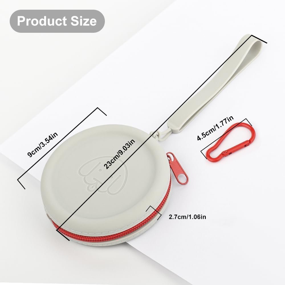 Private Label Silicone Dog Treat Pouch Small Bag with Pet Training Clicker and Custom Logo Pocket Size Walking Bag for Dogs and Cats Easy to Clean Odorless Zipper Moisture-Proof Manufacturer Travel Bag Light Grey