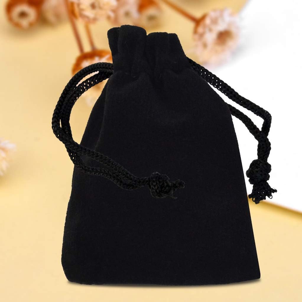 Private Label 100pcs 2 x 2.8 Inch Black Velvet Drawstring Jewelry Pouches Manufacturer for Wedding Favors Christmas Candy Gift Bags with Custom Logo