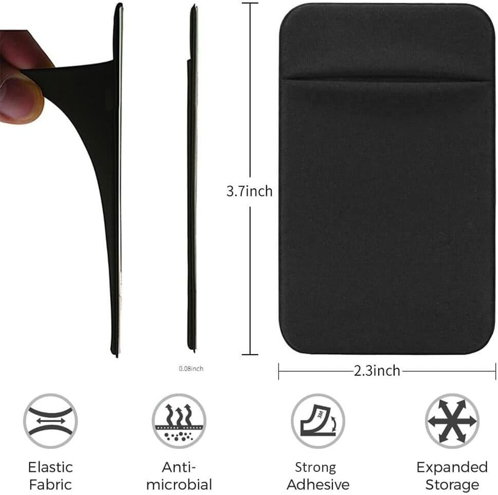 Manufacturer 3Pack Stretchy Self-Adhesive Cell Phone Back Card Holder Wallet Pockets Private Label for Credit Cards ID with Custom Logo Dark Green Blue Gray Black