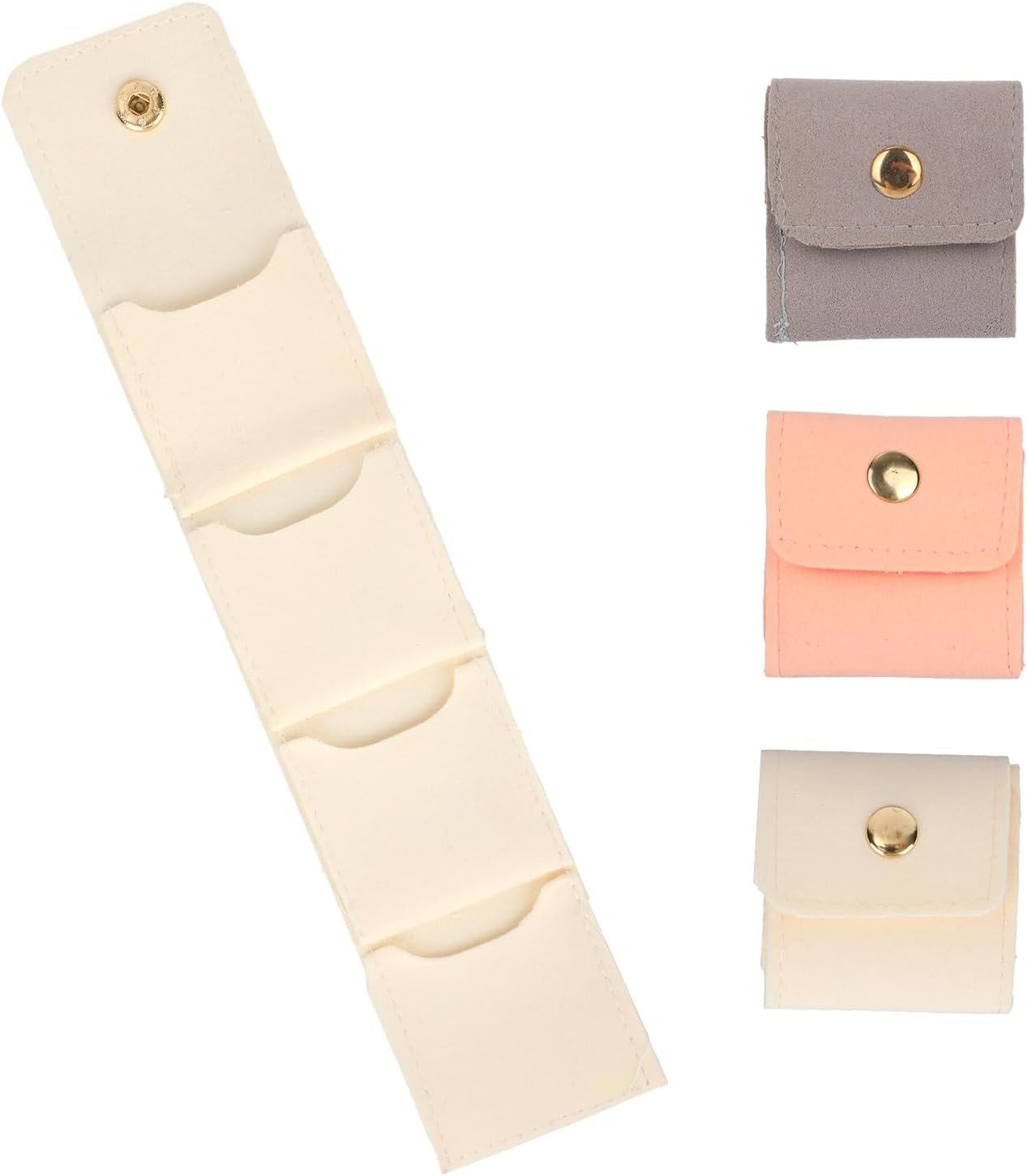 Manufacturer 3pcs Mini Travel Jewelry Bags Private Label Portable Foldable Pouch Roll Organizer with Buckle Custom Logo