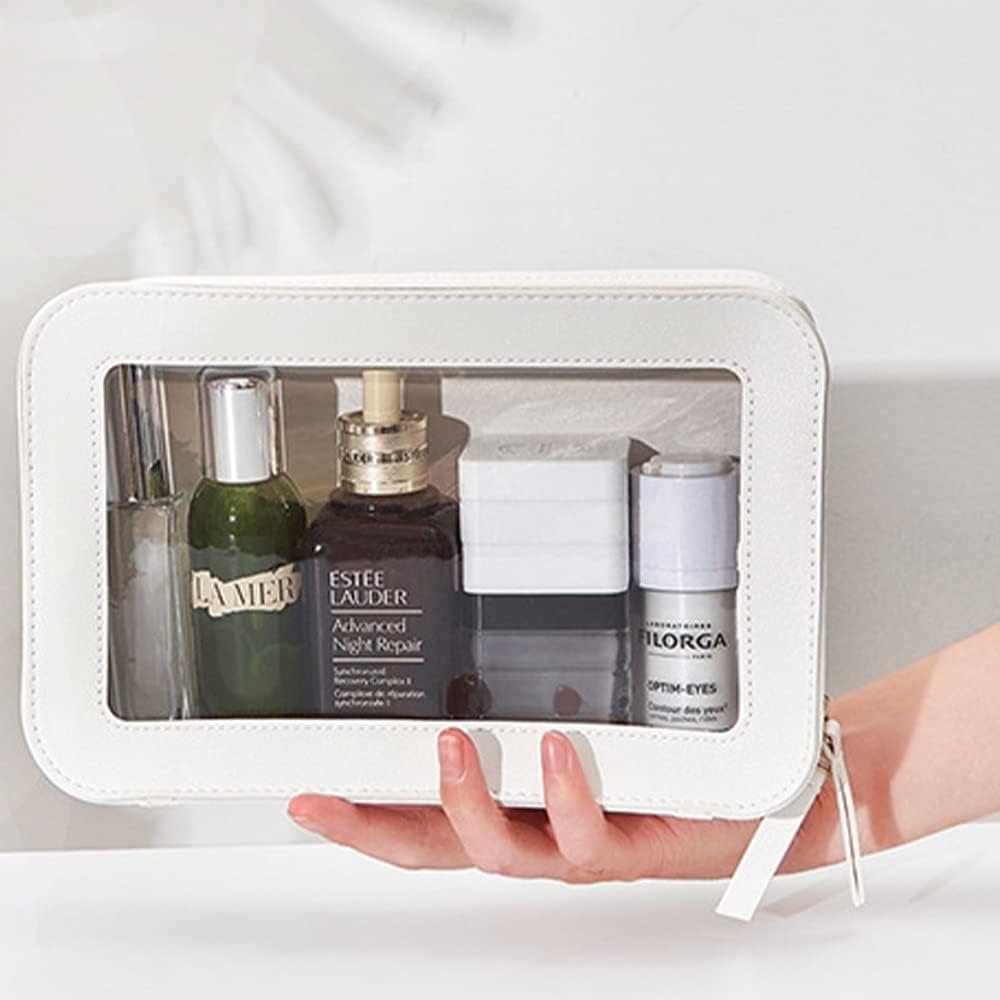 Private Label Small Clear TSA Approved Makeup Bag, Custom Logo Portable Toiletry Zipper Cosmetic Travel Organizer Case, Factory Mini Makeup Pouch for Purse Car Women Men