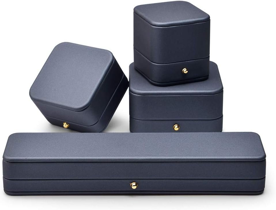 Private Label Premium Leather Necklace Pendant Box Velvet Interior Custom Logo Jewelry Gift Box Long Chain Necklace Display Storage Case (Steel-blue) Supplier