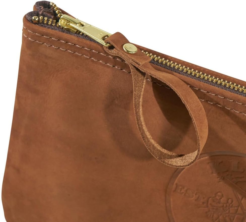 Custom Logo Top-Grain Leather Zipper Tool Pouch Private Label 12-1/2-Inch Brown Manufacturer