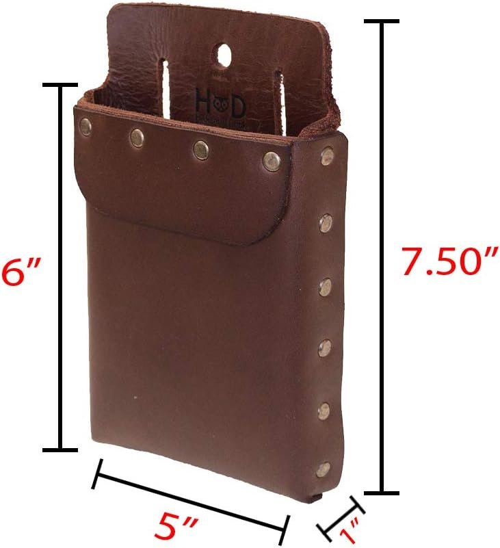 Private Label Riveted Squared Tool Pouch for Waist Belt Heavy Duty Full Grain Leather Case with Custom Logo Rustic Handmade Tool Organizer Bourbon Brown Manufacturer