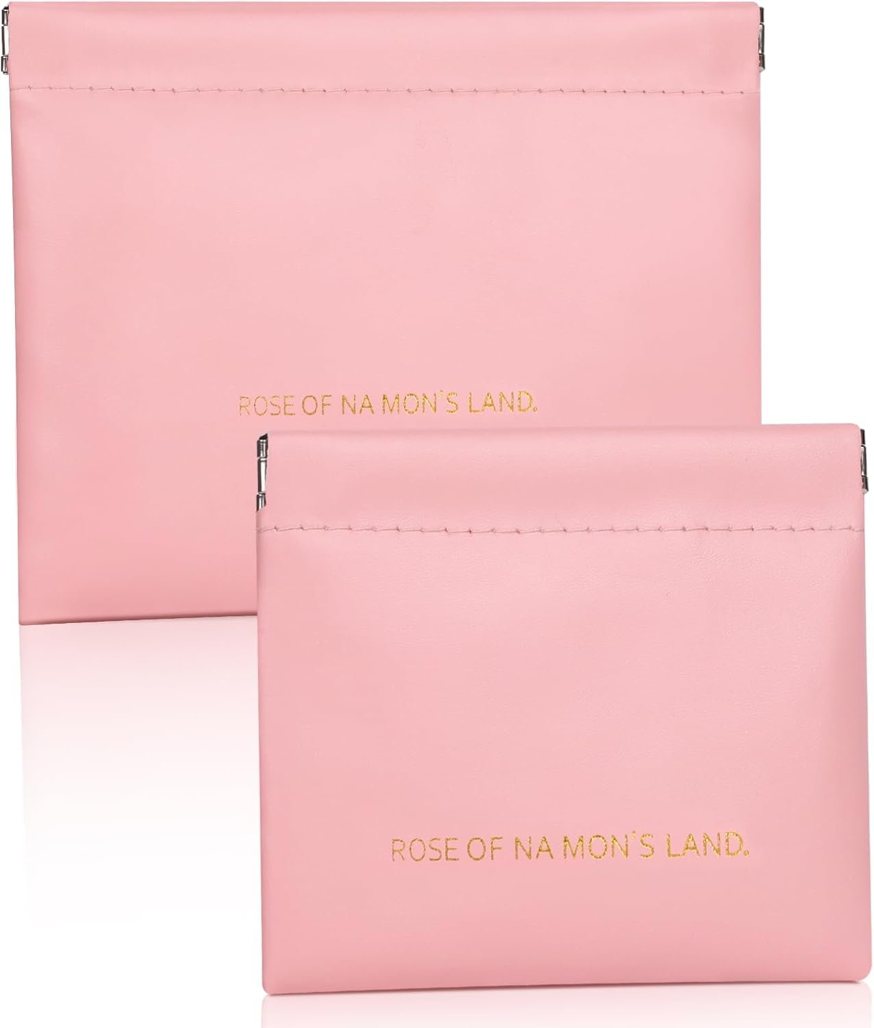 Custom Logo Makeup Bag for Purse PU Leather Large & Small Makeup Pouch Set Portable Cosmetic Bags Waterproof Squeeze Top Coin Purse Private Label Travel Organizer for Makeup Lipstick Jewelry Earbuds Pink Supplier