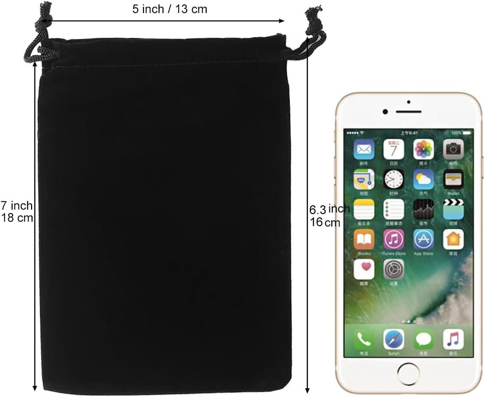 Custom Logo 20pcs 5x7 Inches Black Velvet Drawstring Bags Private Label Jewelry Gift Pouches Manufacturer