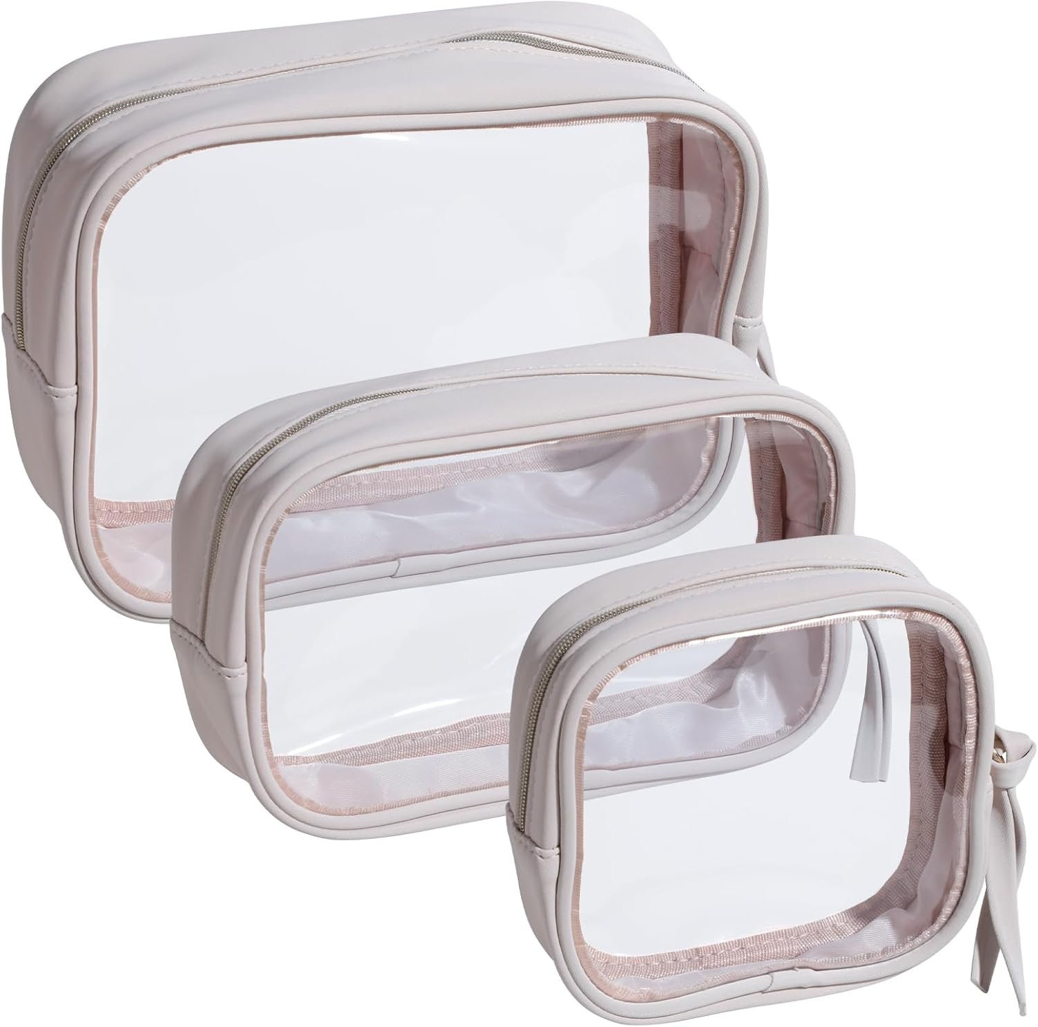 Custom Logo 3 Pack Travel Size Clear Toiletry Bag - Private Label Waterproof Makeup Organizer For Brushes & Eye Shadow - Manufacturer Gift Bags For Daily Use & Travel Essentials