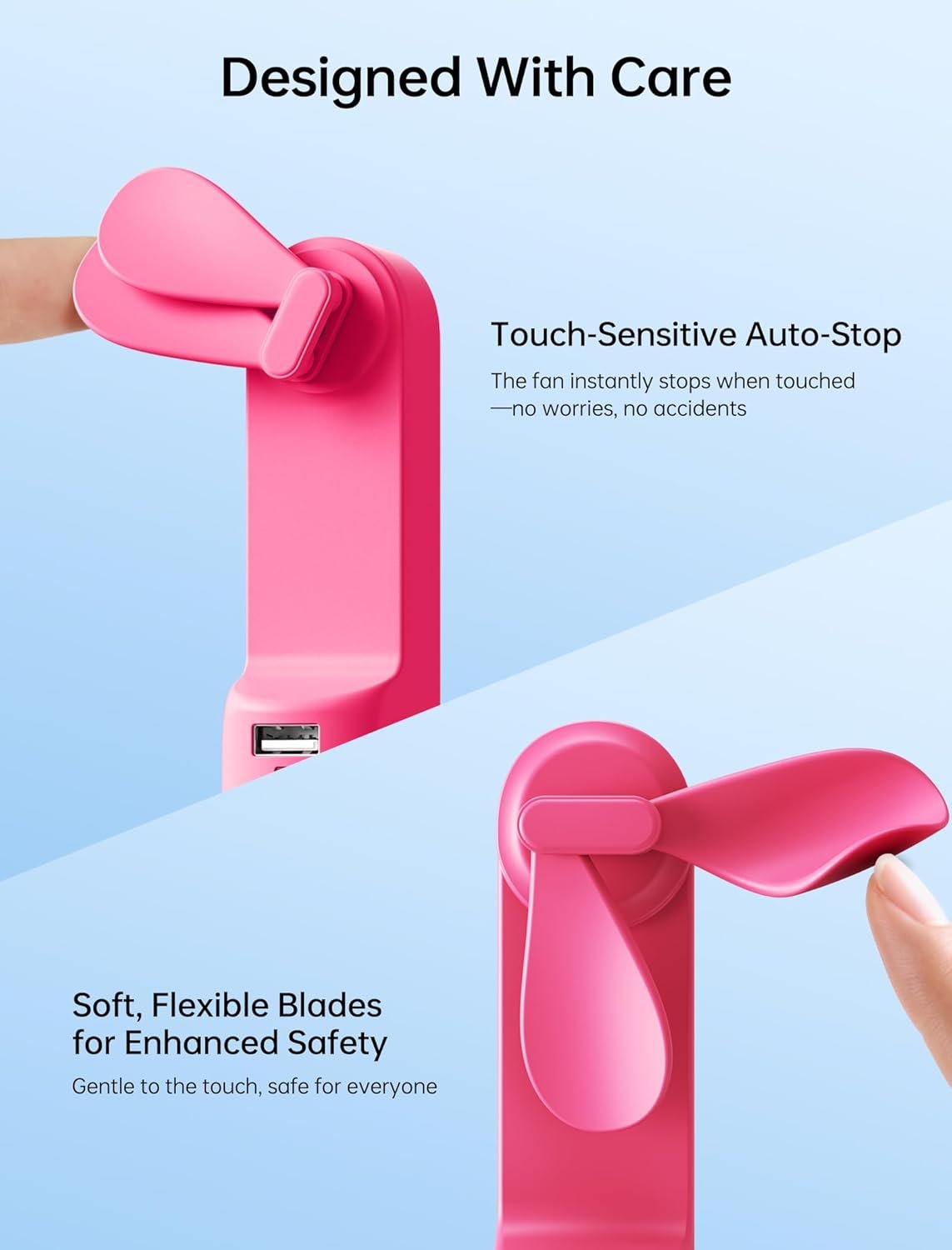 Private Label Handheld Mini Fan Custom Logo 3-in-1 USB Rechargeable Portable Fan [12-19 Working Hours] with Power Bank Flashlight Pocket Design for Travel Summer Concerts Lash Gifts for Women Fuchsia Manufacturer