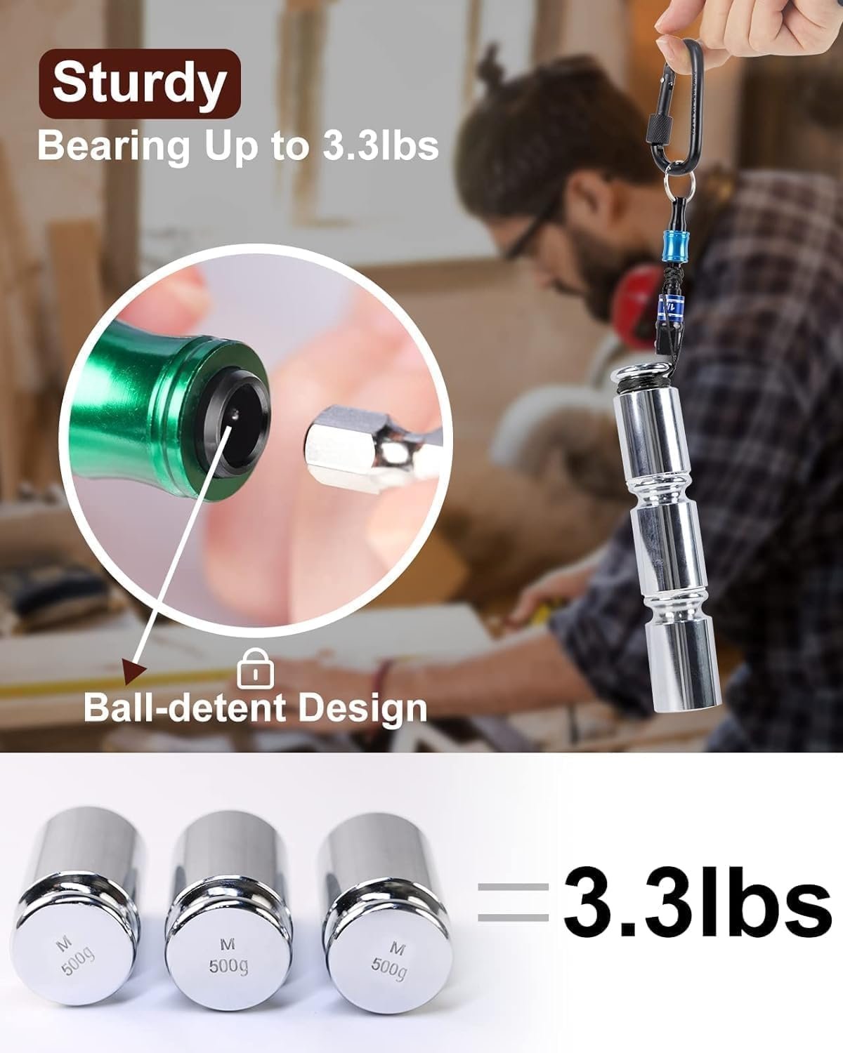 Private Label 6pcs 1/4 Inch Hex Shank Aluminum Alloy Screwdriver Bit Holder Push to Unlock Light-Weight Quick-Change Extension Bar Keychain Drill Screw Adapter Custom Logo Portable Black Carabiner Manufacturer