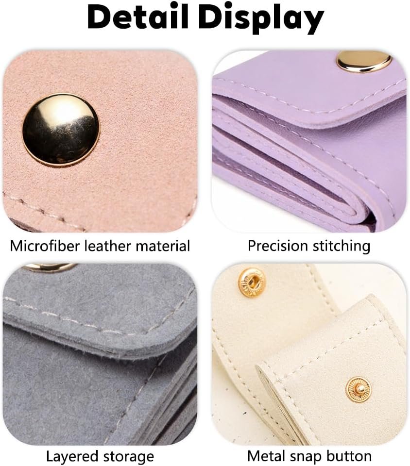 Private Label 6 Pack Mini Jewelry Travel Cases, Custom Logo Leather Foldable Organizer Pouches for Earrings Necklaces Rings, Portable Bags Manufacturer for Women Girls