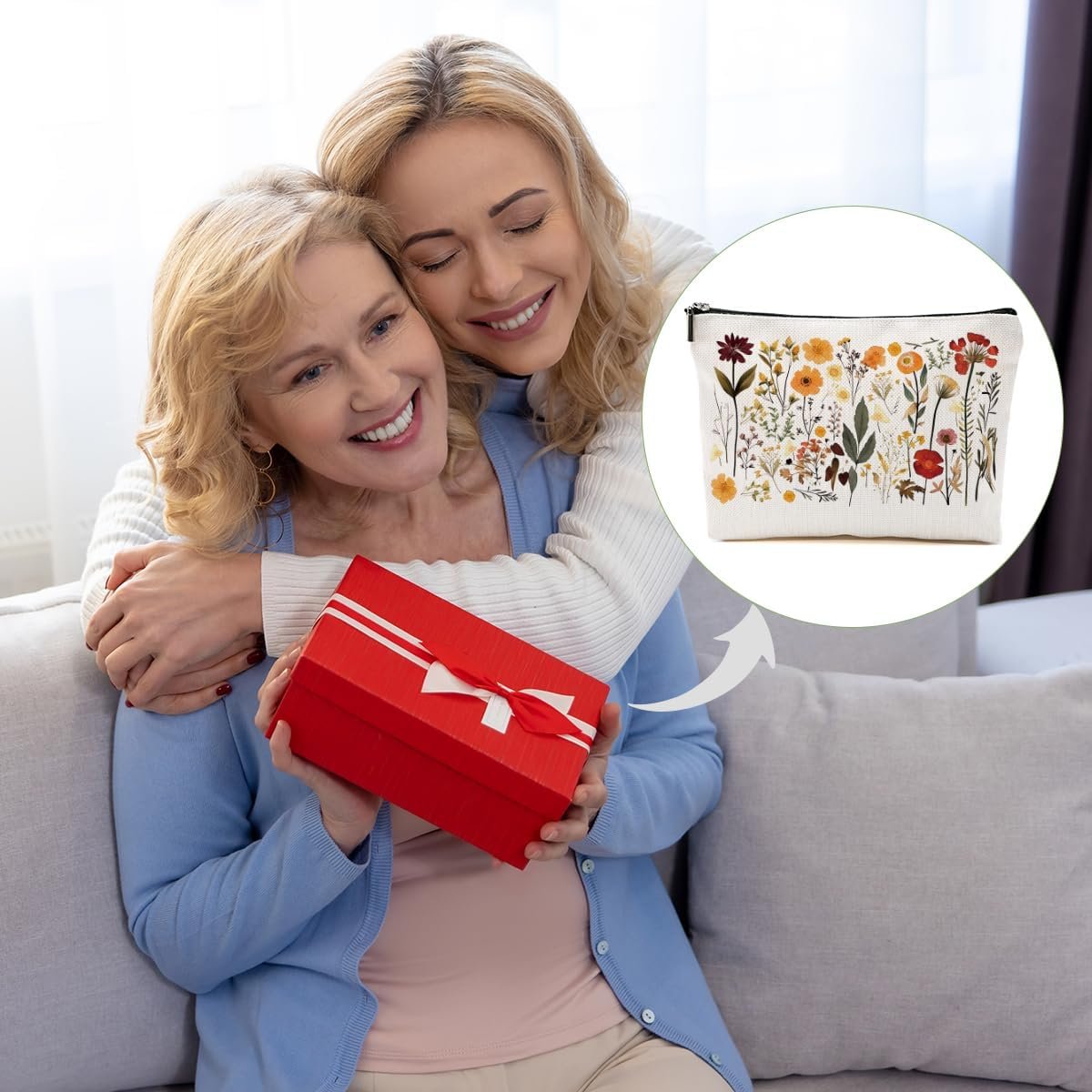 Private Label Vintage Wildflower Makeup Bag, Custom Logo Floral Cosmetic Pouch for Plant Lovers, Factory Zipper Skincare Bag Gifts for Women Girls Aunt Friends Bestie Christmas Thanksgiving Birthday