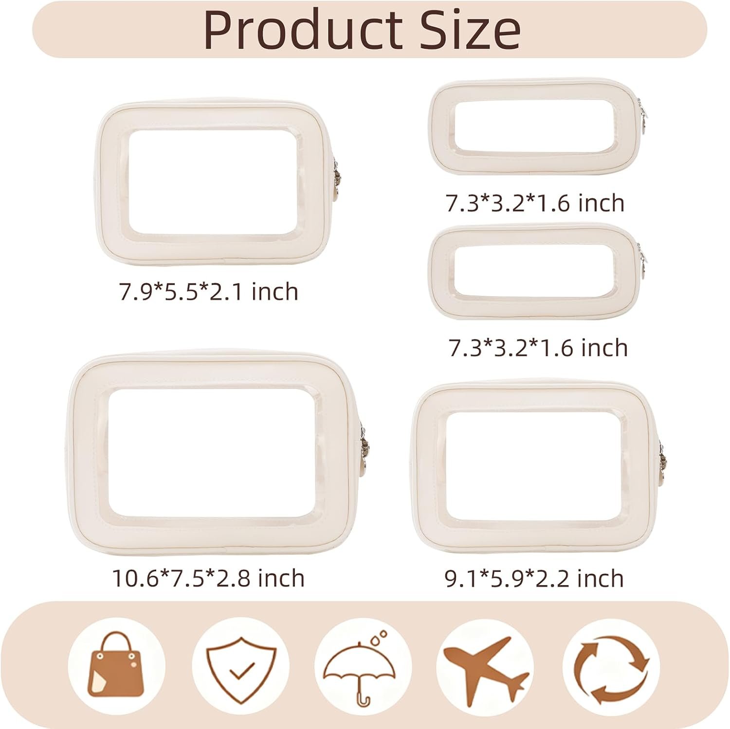 Private Label 5PCS Clear Diaper Bag Organizer Pouch Set TSA Approved Waterproof Toiletry Cosmetic Bags with Zipper Custom Logo Purse Travel Organizer Pouches for Women and Kids Manufacturer