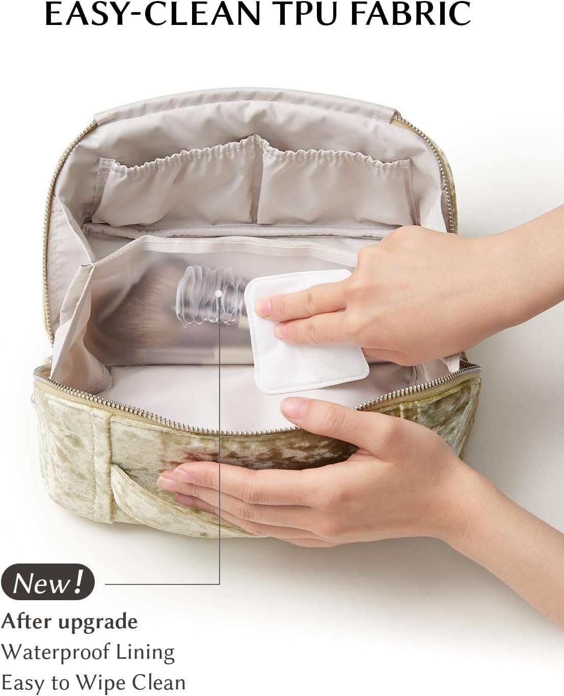 Custom Logo Velvet Travel Makeup Bag for Women Portable 180° Wide-Open Flat Toiletry Bag Private Label Large Capacity Organizer with Divider and Handle Manufacturer