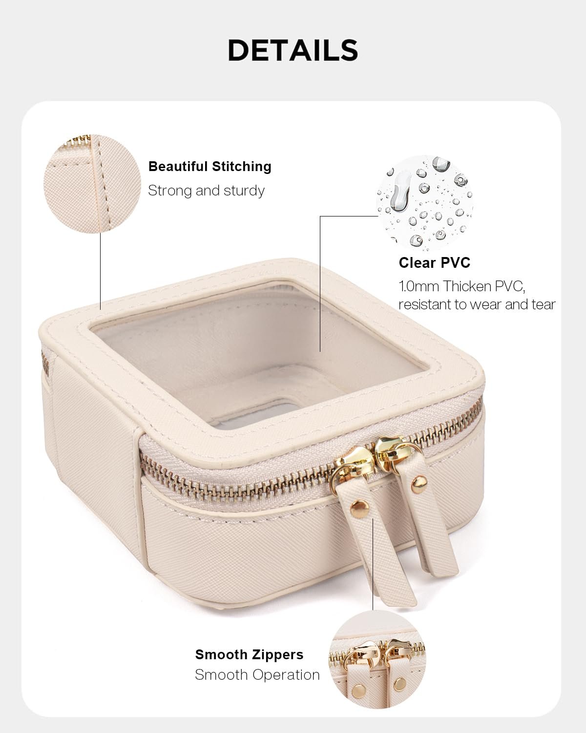 Private Label Small Clear Makeup Bags Manufacturer Mini Clear Pouch Purse Organizer for Travel Essentials Custom Logo Cosmetic Bags Mini-Beige