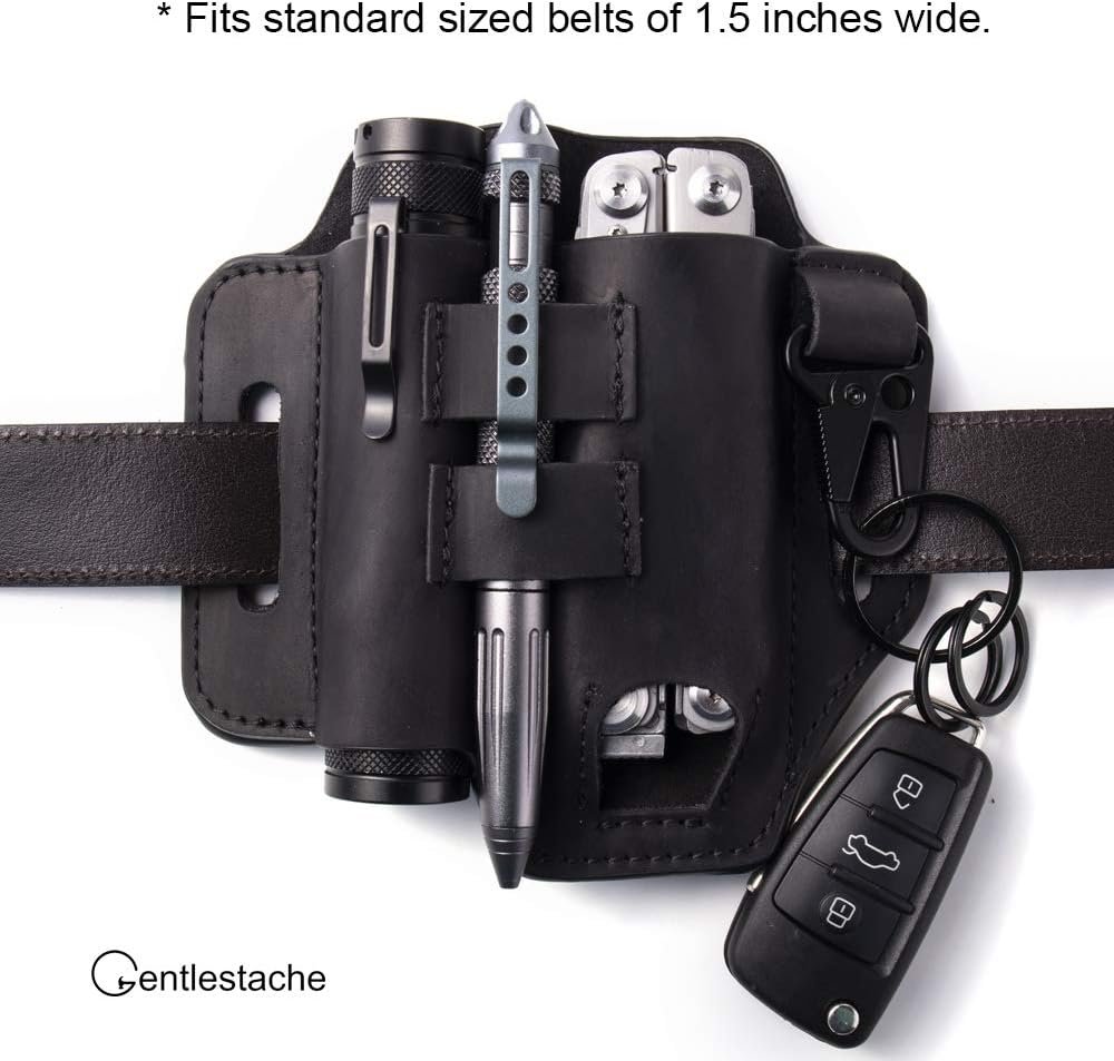 Private Label Multitool Belt Sheath EDC Leather Organizer Manufacturer - Custom Logo Multitool Pouch Flashlight Pen Holders Keychain Clip for Men