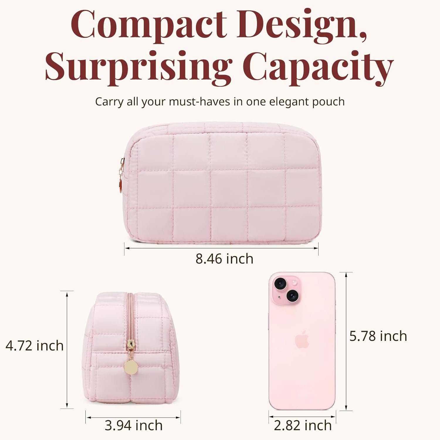 Custom Logo Quilted Puffy Travel Makeup Toiletry Bag - Private Label Organizer with Compartments Wide-Open Cosmetic Pouch Purse for Women Pink Factory Direct Custom Logo Quilted Puffy Travel Makeup Toiletry Bag - Private Label Organizer with Compartments Wide-Open Cosmetic Pouch Purse for Women Pink Factory Direct