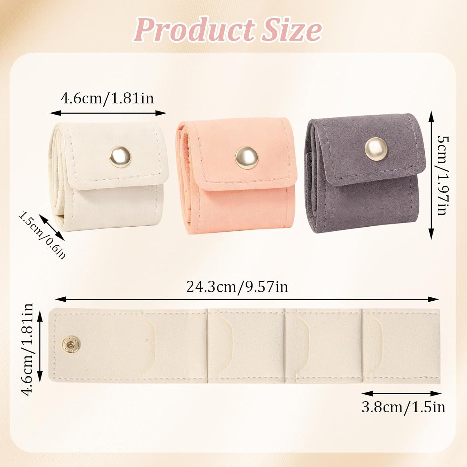 Custom Logo 6 Pcs Mini Travel Jewelry Bags with Buckle Private Label Foldable Jewelry Organizer Case for Earrings Rings Necklaces Manufacturer