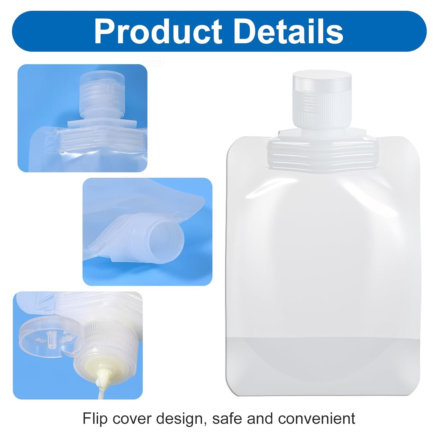 Private Label 10 Pcs 50ml Transparent Leak Proof Travel Liquid Pouches Reusable Squeeze Bags Manufacturer for Toiletries Cosmetics Lotion Shampoo Shower Gel with Custom Logo