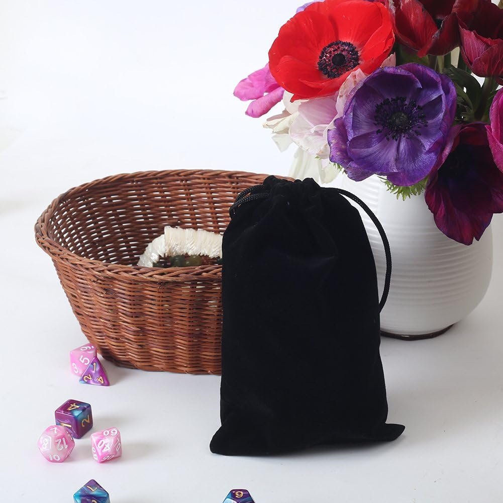 Custom Logo 20pcs 5x7 Inches Black Velvet Drawstring Bags Private Label Jewelry Gift Pouches Manufacturer