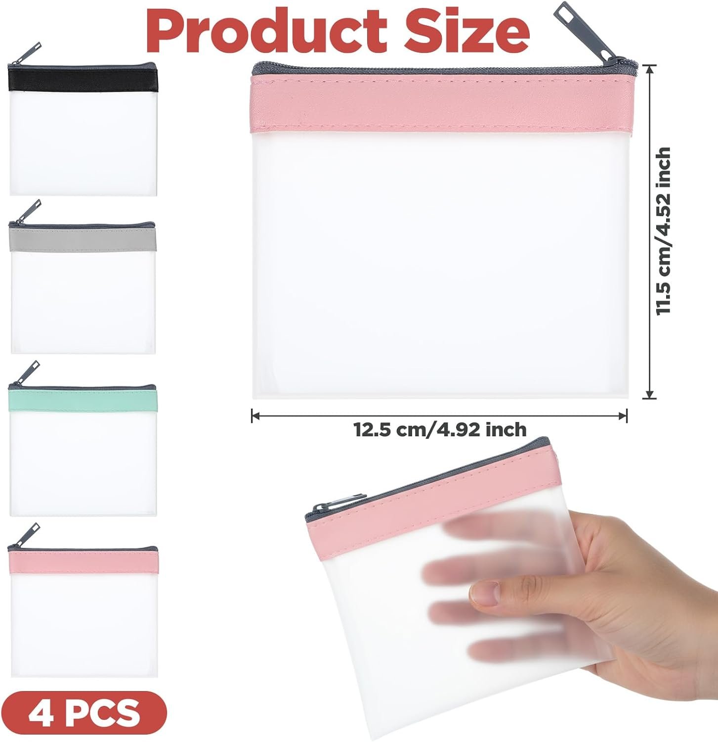 Private Label 4PCS Mini Makeup Bags Small Clear Zipper Pouches, Waterproof TPU Custom Logo Coin Purse for Women Travel Manufacturer